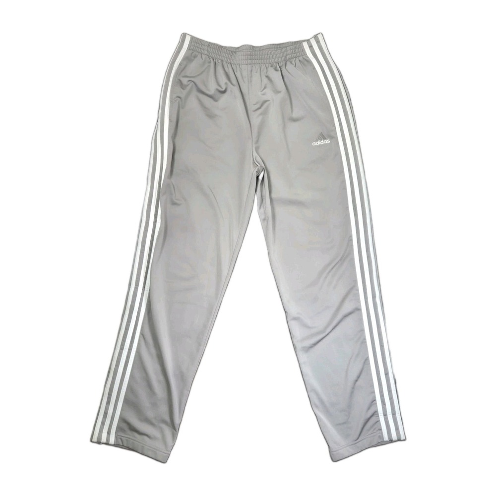 90s Adidas Pants Tearaway Snap Gray White 3 Stripe Youth XL VTG Y2K 30×30